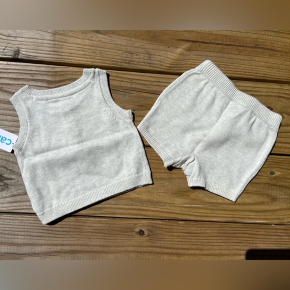 infant baby Carter’s Gray Knit Baby 2 piece shorts and tank top Set 3M - Picture 6 of 8